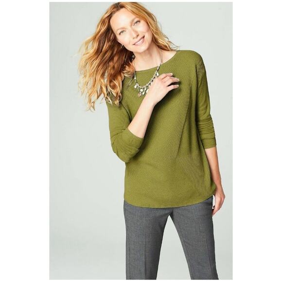 J Jill Womens Textured Boat Neck Sweater - Green, Size XL - Picture 1 of 7